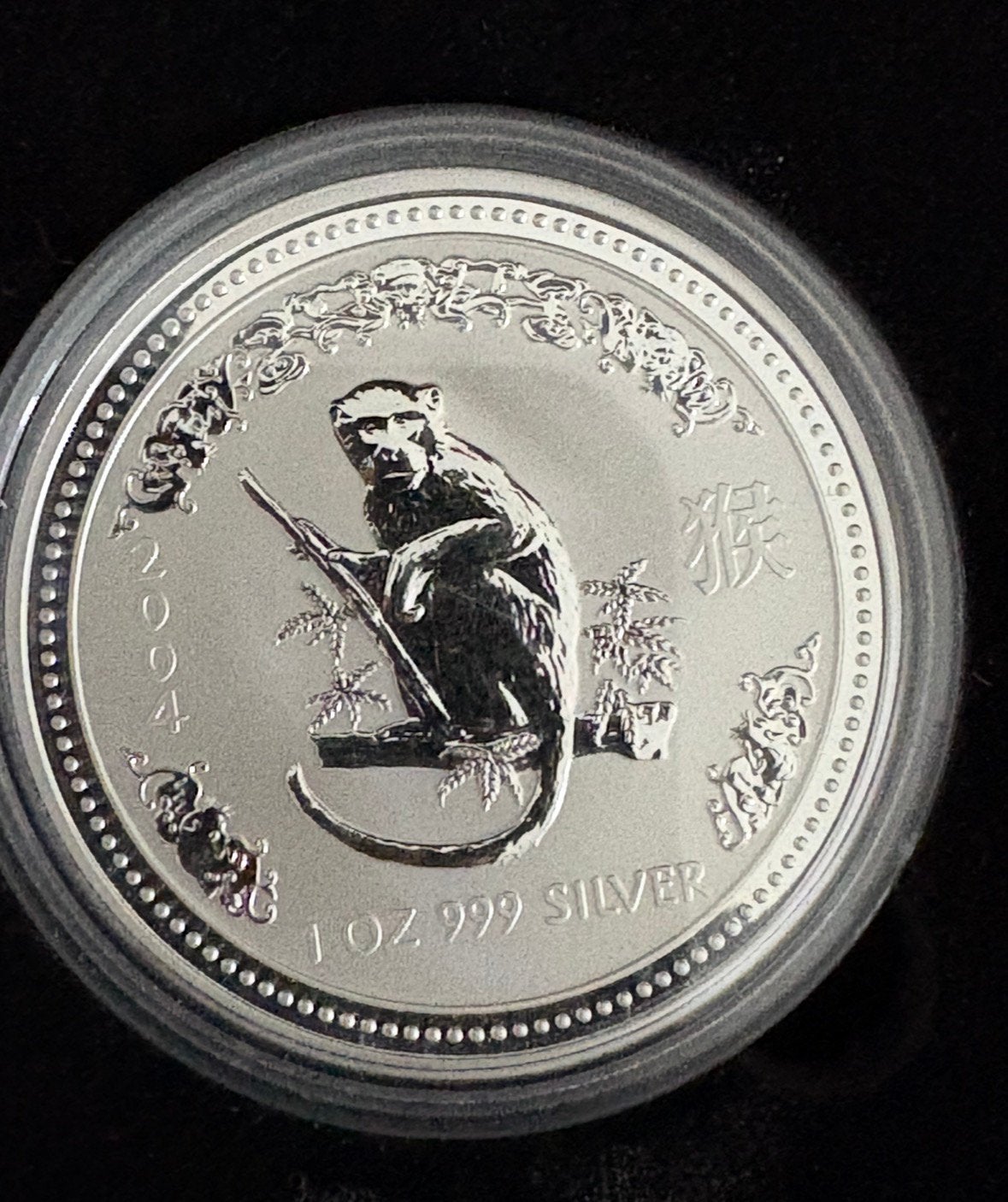 Lunar 1 Year of the Monkey 2004 1 ounce zilver in capsule, Ophalen of Verzenden, Zilver