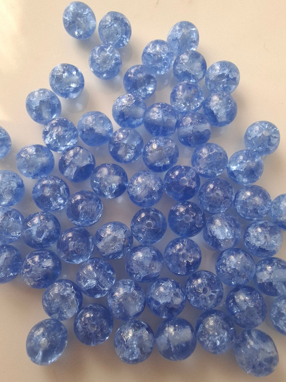 62 stuks 6 mm glaskralen crackle blauw kralen partij, Kraal, -, -, Nieuw