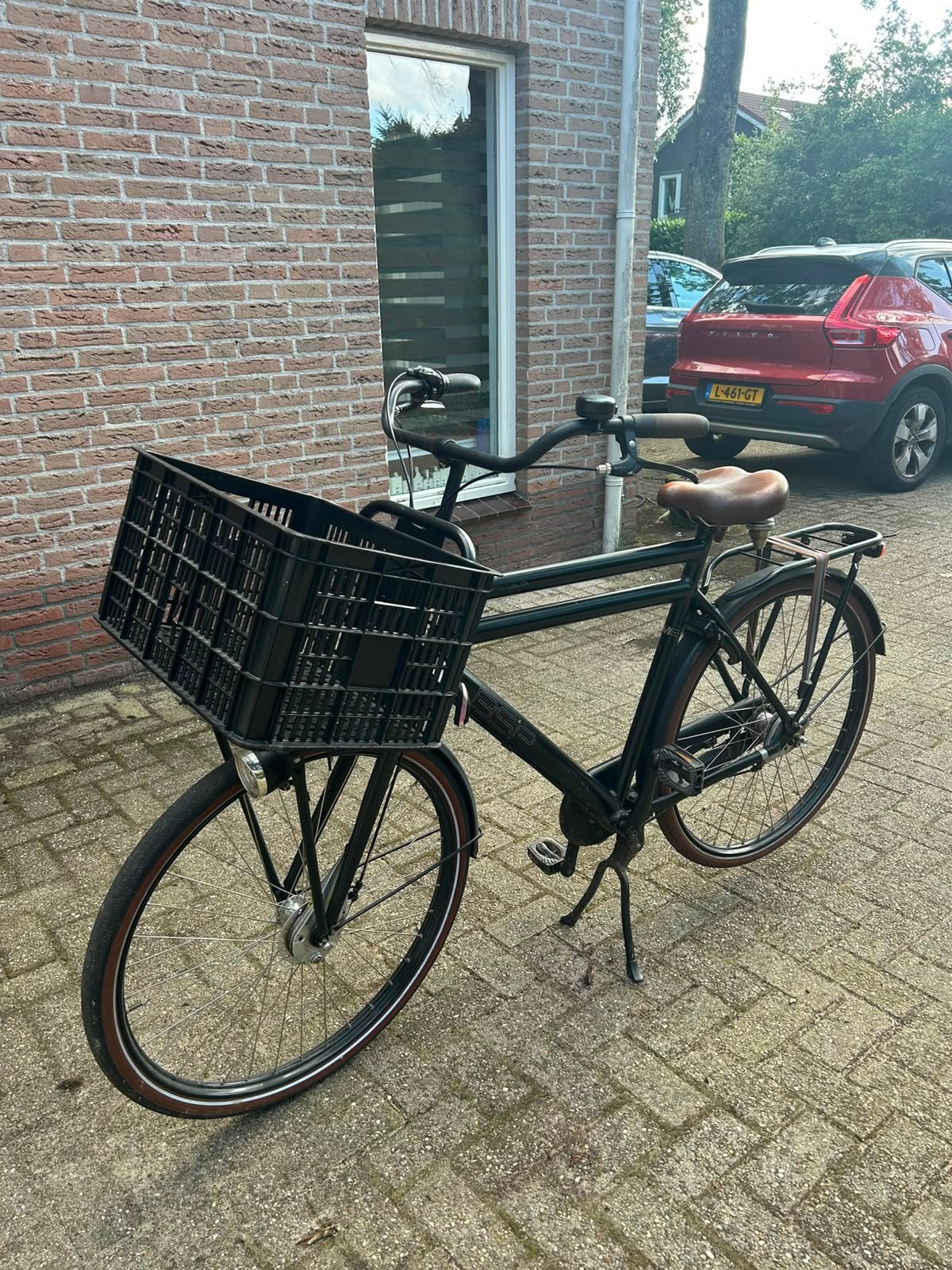 Zwarte heren fiets, met grote krat voor op, Ophalen, Zo goed als nieuw, Overige merken, Versnellingen