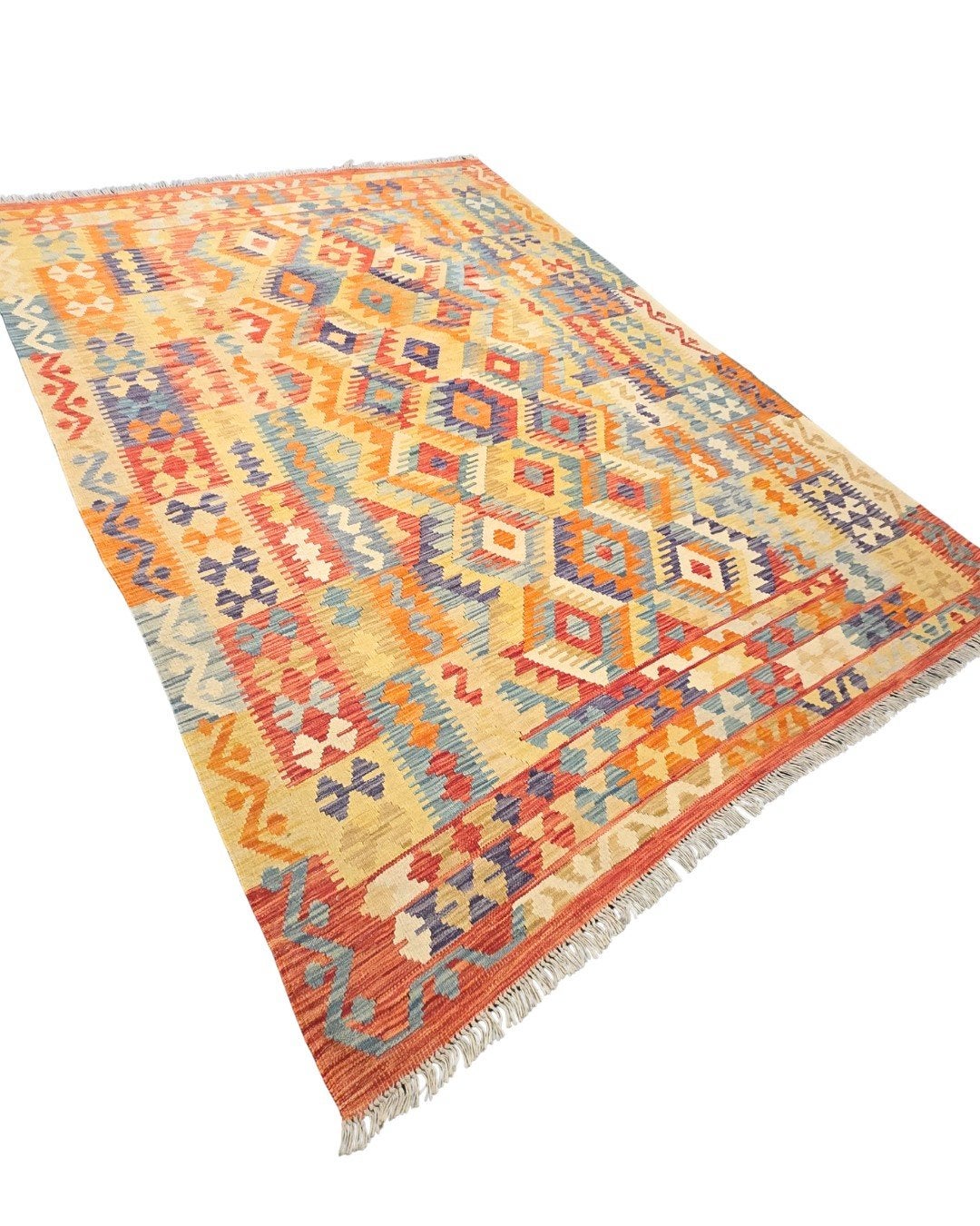 Tribal Kelim Afganistan 250x180 wollen vloerkleed hadgeweven, 1185VB, Crème, De handelmaatschappij, Info@rugsandcerpets.nl