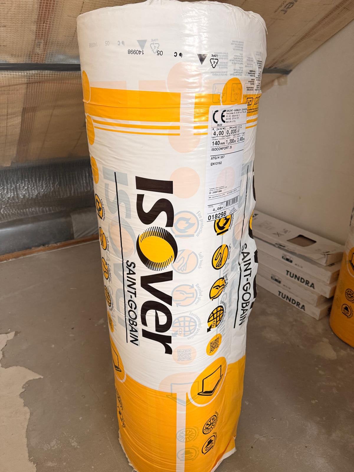 8x nieuwe rollen isolatie, 12 cm of meer, Nieuw, 15 m² of meer, Glaswol