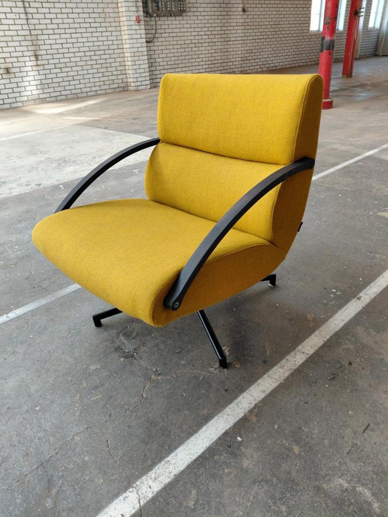 Harvink Focus draaifauteuil | Ploegwool geel | Refurbished, Huis en Inrichting, Fauteuils, Info@andriesign.nl, 75 tot 100 cm, Ophalen of Verzenden