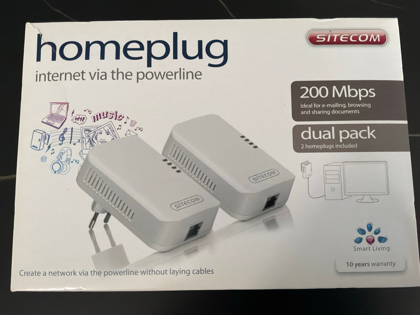 Sitecom Homeplug 200 Mbps Dual Pack - Internet via Powerline, Ophalen of Verzenden, Gebruikt