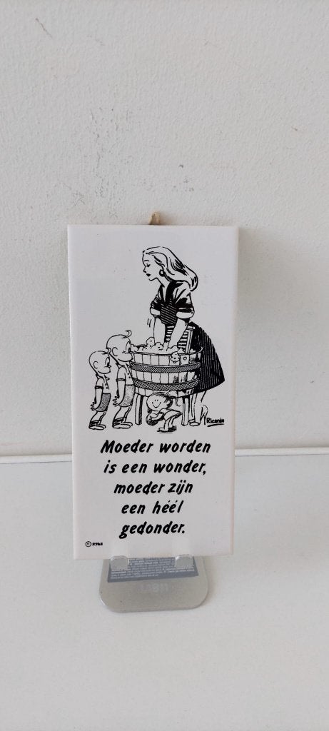 Retro Tegeltje tegel wand muur "Moeder worden is een wonder., Eu, Met ophangmogelijkheid, Eu, Ophalen of Verzenden