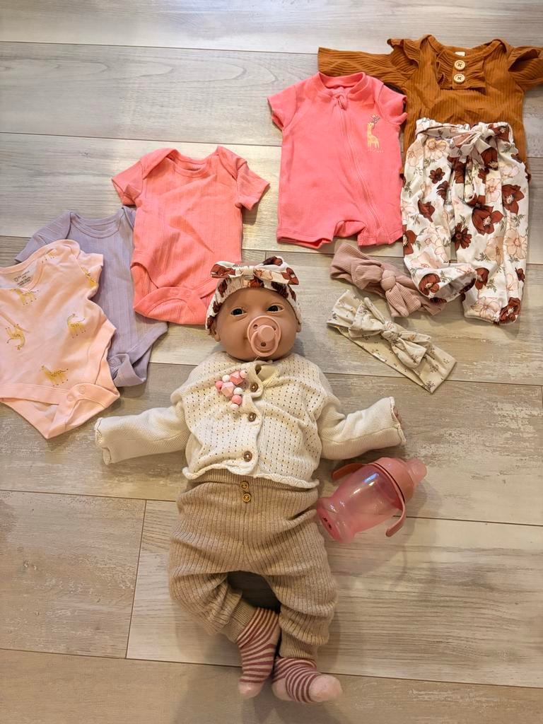 Full body siliconen baby pop 18 inch met accessoires, Ophalen of Verzenden, Gebruikt, Babypop