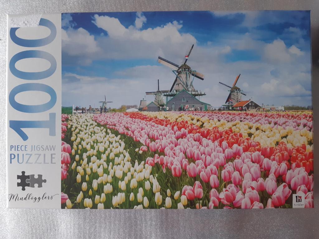 Jigsaw Puzzel 1000 Stukjes Nederland Tulpen en Molens, Ophalen, 500 t/m 1500 stukjes, Zo goed als nieuw, Legpuzzel