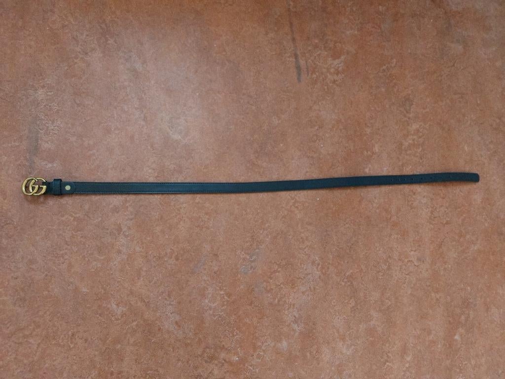 Gucci riem met GG gesp - Zwart leer, Ophalen, 3 tot 5 cm, 90 tot 100 cm, Heupriem