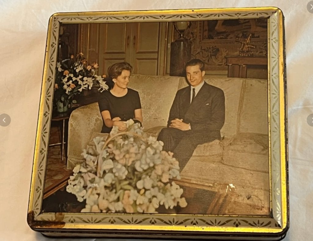 Blikken koekendoos Delacre Albert & Paola, Ophalen of Verzenden, Gebruikt, Overige