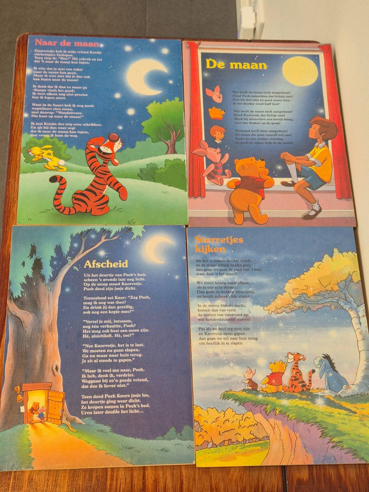 Vintage Winnie de Poeh maan sterren wandplaten Disney set 4, Ophalen of Verzenden, Winnie de Poeh of vrienden, Gebruikt