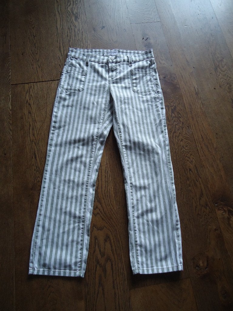 Wit/groen gestreepte Cambio Denim broek maat 38, Maat 38/40 (M), Cambio, Wit, Ophalen of Verzenden