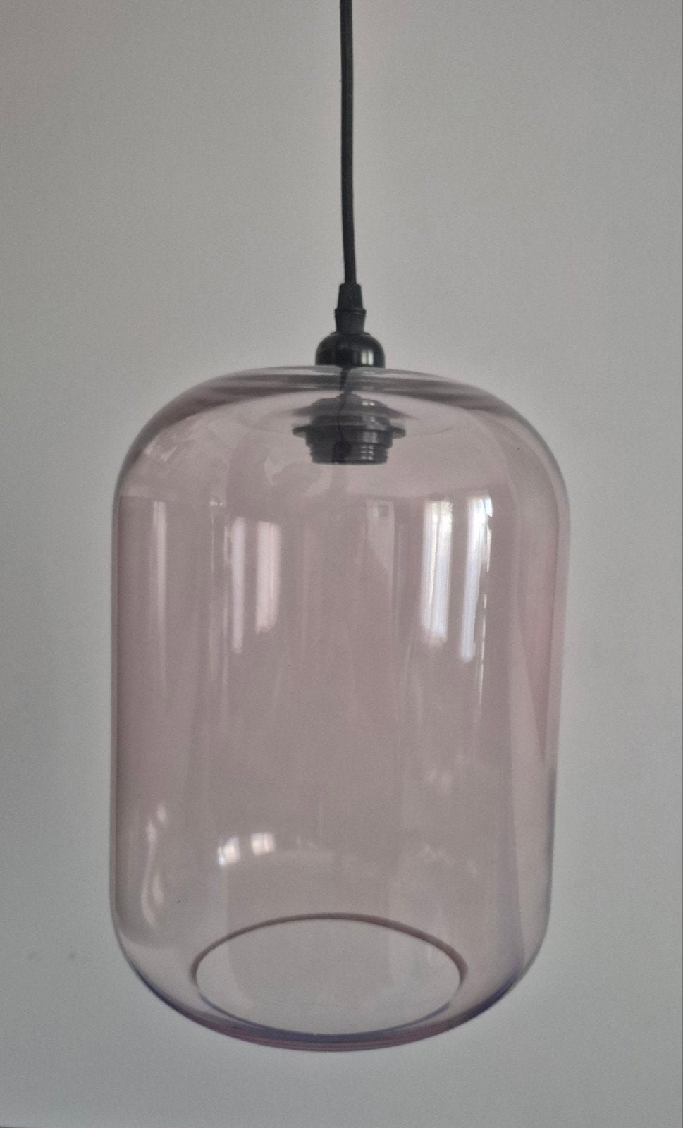 Kwantum Glazen Hanglamp  Paars Rookglas, Ophalen, E27 (groot), Zo goed als nieuw, Industrieel