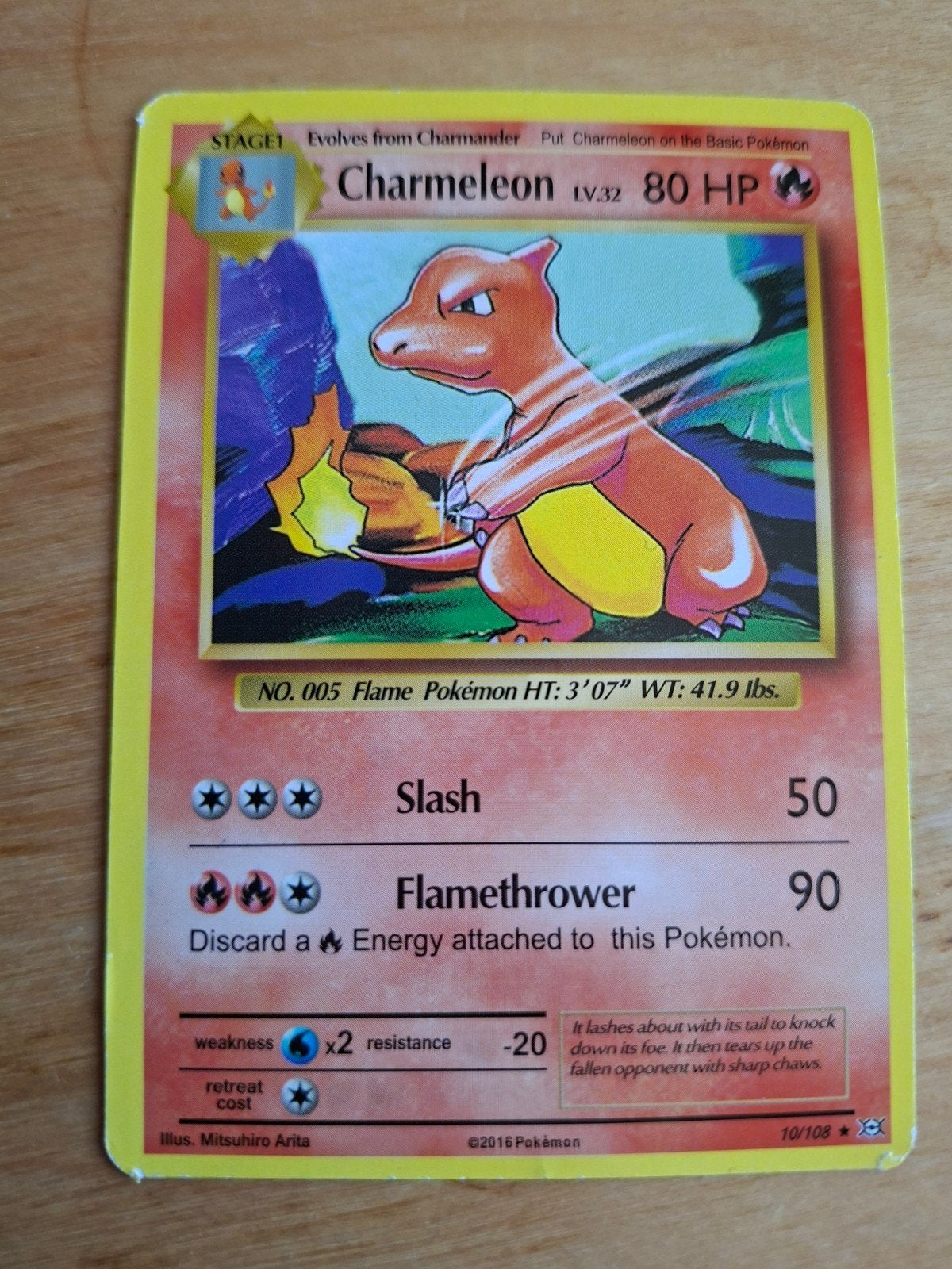 Charmeleon Pokémon Kaart (2016), Hobby en Vrije tijd, Verzamelkaartspellen | Pokémon, Ophalen of Verzenden, Gebruikt, Losse kaart