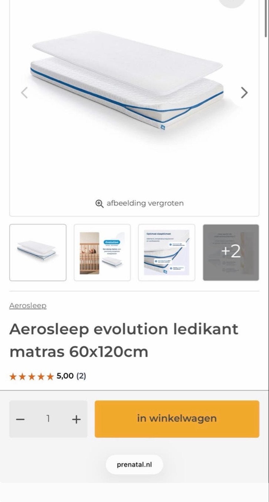 Aerosleep Evolution Ledikant Matras 60x120cm, Ophalen, Nieuw, 190 cm of minder, Matras