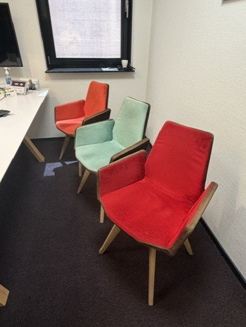 Design vergadertafel + 6 Moods designstoelen 240x100 cm, Gebruikt, 200 cm of meer, Vijf personen of meer, Rechthoekig