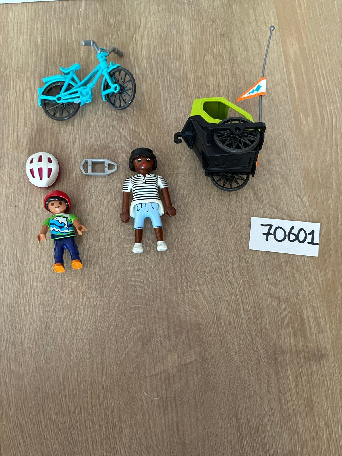 Playmobil 70601 Fiets met kinderkar en figuren, Complete set, Voertuig, Ophalen of Verzenden, Zo goed als nieuw