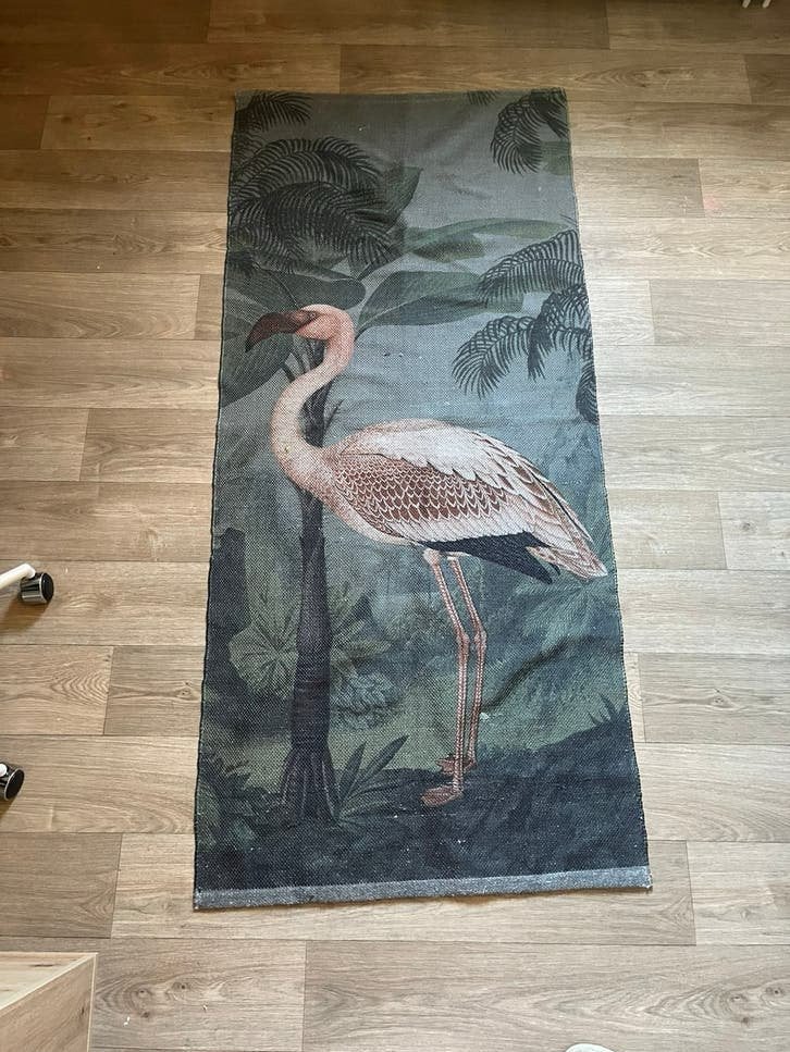 Flamingo vloerkleed, Huis en Inrichting, Ophalen, Gebruikt, Groen, Jungle met 1 lichtpunt