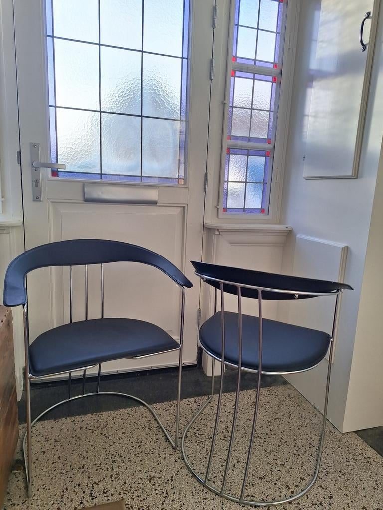 Arrben Ursula Designer Stoelen, Huis en Inrichting, Stoelen, Zo goed als nieuw, Twee, Leer, Metaal, Zwart, Ophalen