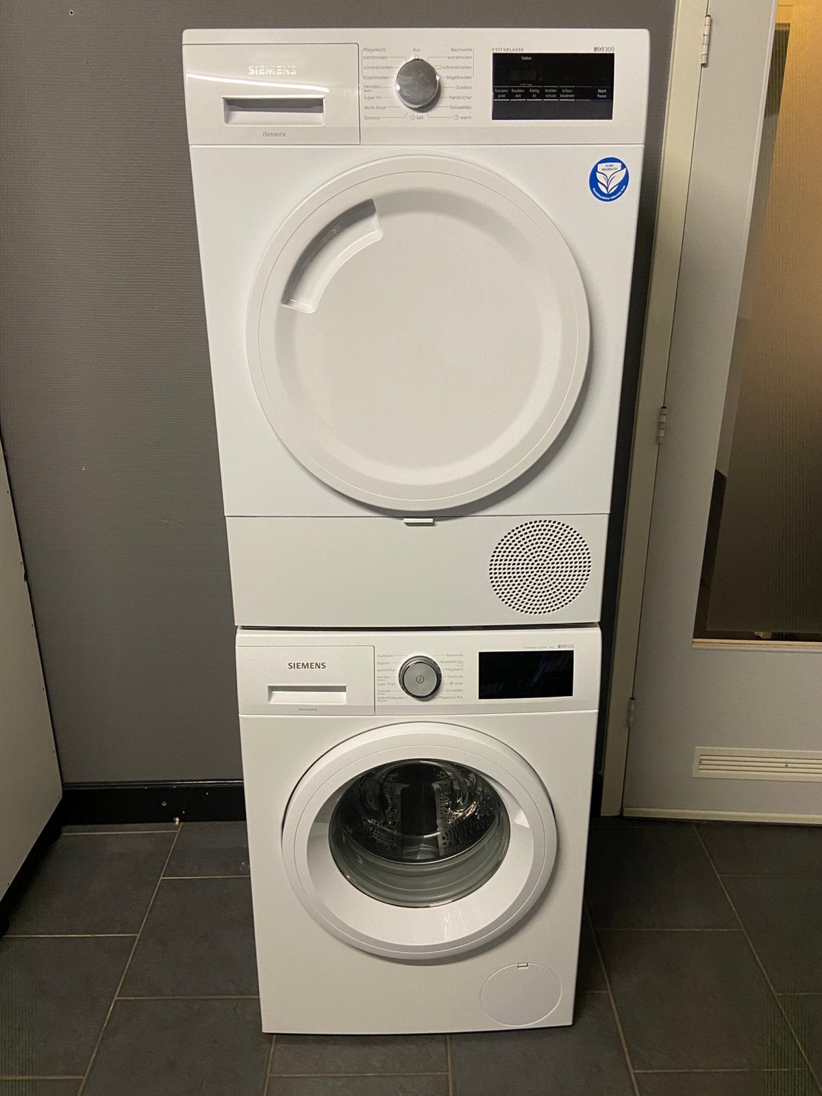 Siemens was/ droog combinatie., 8 tot 10 kg, Ophalen, Zo goed als nieuw, 85 tot 90 cm