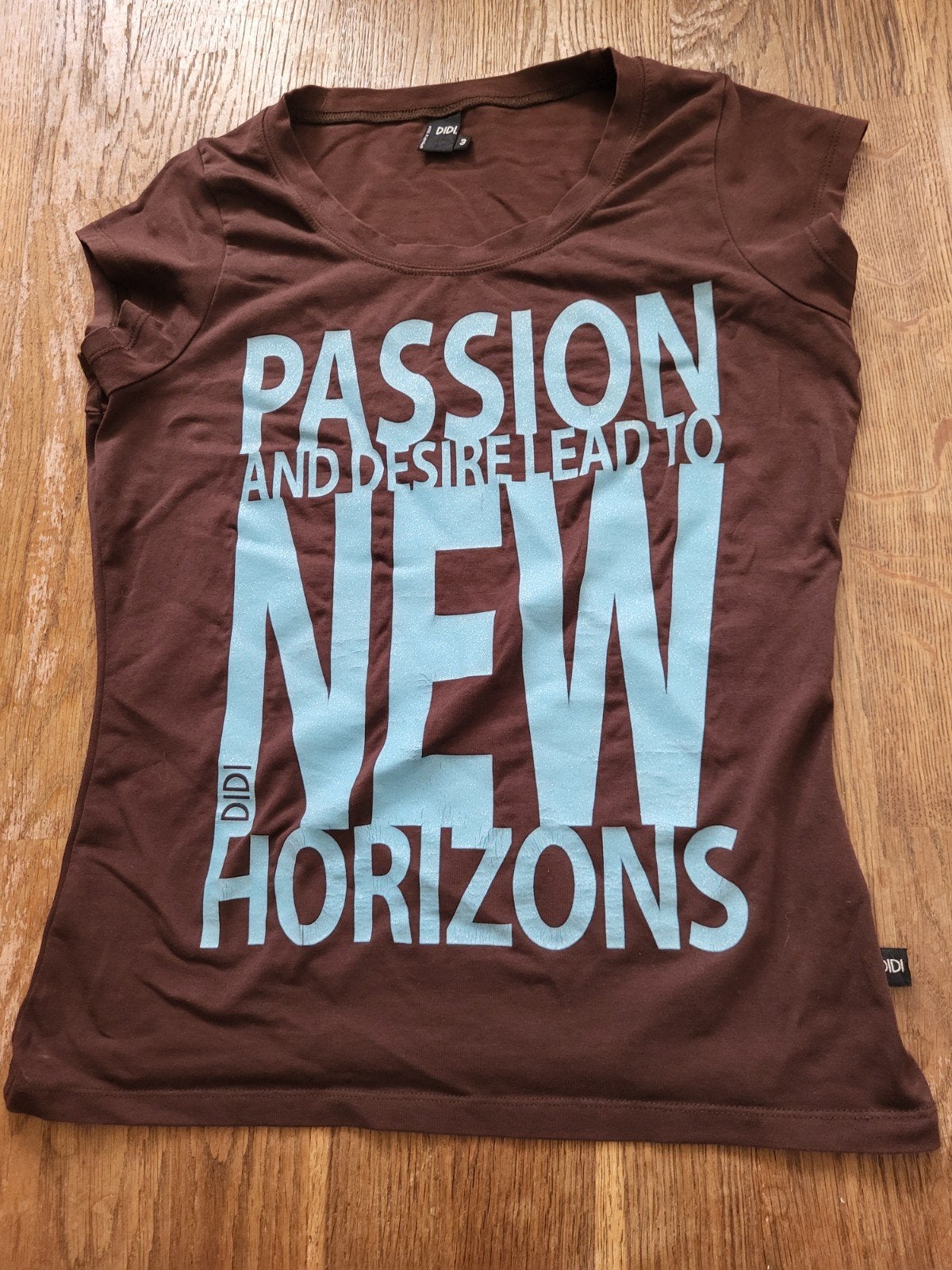 DIDI T-shirt bruin met opdruk "Passion and Desire" maat 3, Kleding | Dames, Maat 38/40 (M), Bruin, DIDI, Ophalen of Verzenden