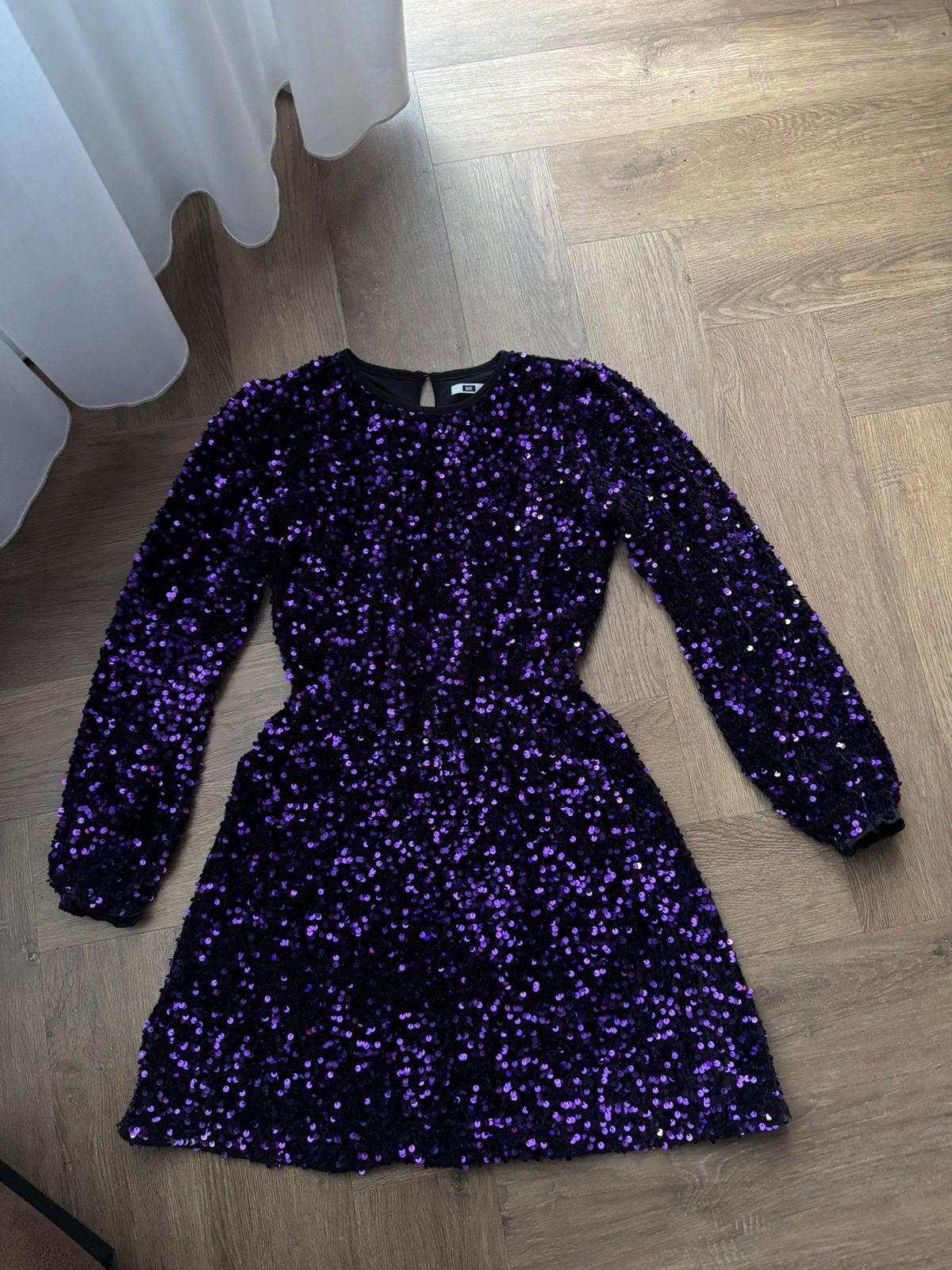 We Fashion Paarse Glitterjurk maat 146/152, Kinderen en Baby's, Ophalen of Verzenden, Zo goed als nieuw, Meisje, Jurk of Rok