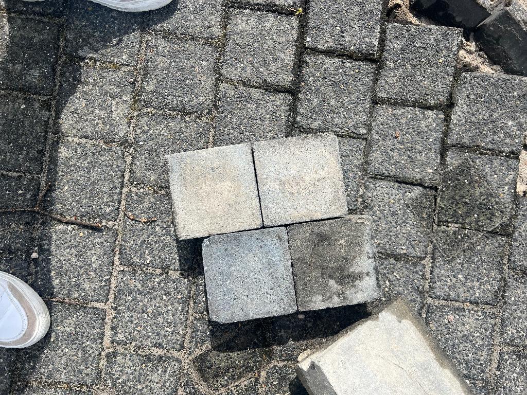 Betonklinkers antraciet 8 cm 14x14 cm, Gebruikt, Klinkers, Ophalen of Verzenden, 10 m² of meer
