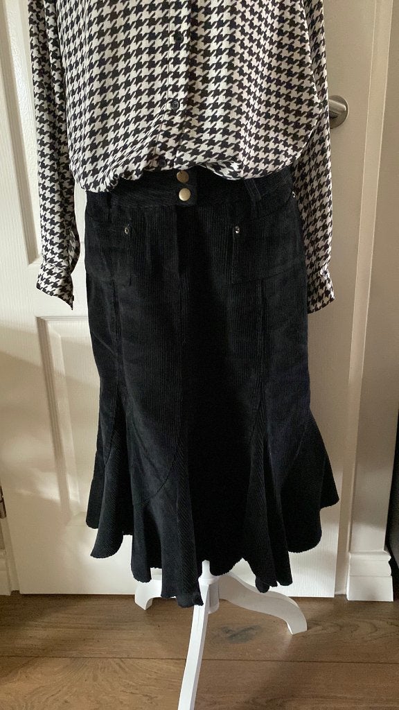 Rok Gipsy style Zwart Rib Maat 42, Kleding | Dames, Rokken, Zwart, Maat 42/44 (L), Ophalen of Verzenden, Zo goed als nieuw