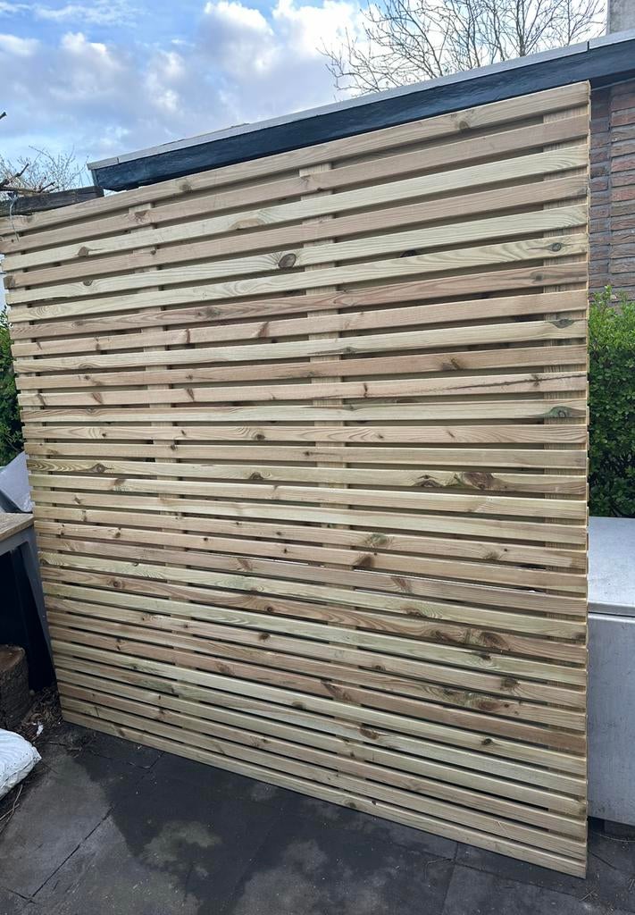 Schutting Andalusië hout 180 x 180 cm, Ophalen, 1 tot 2 meter, Minder dan 3 meter, Zo goed als nieuw