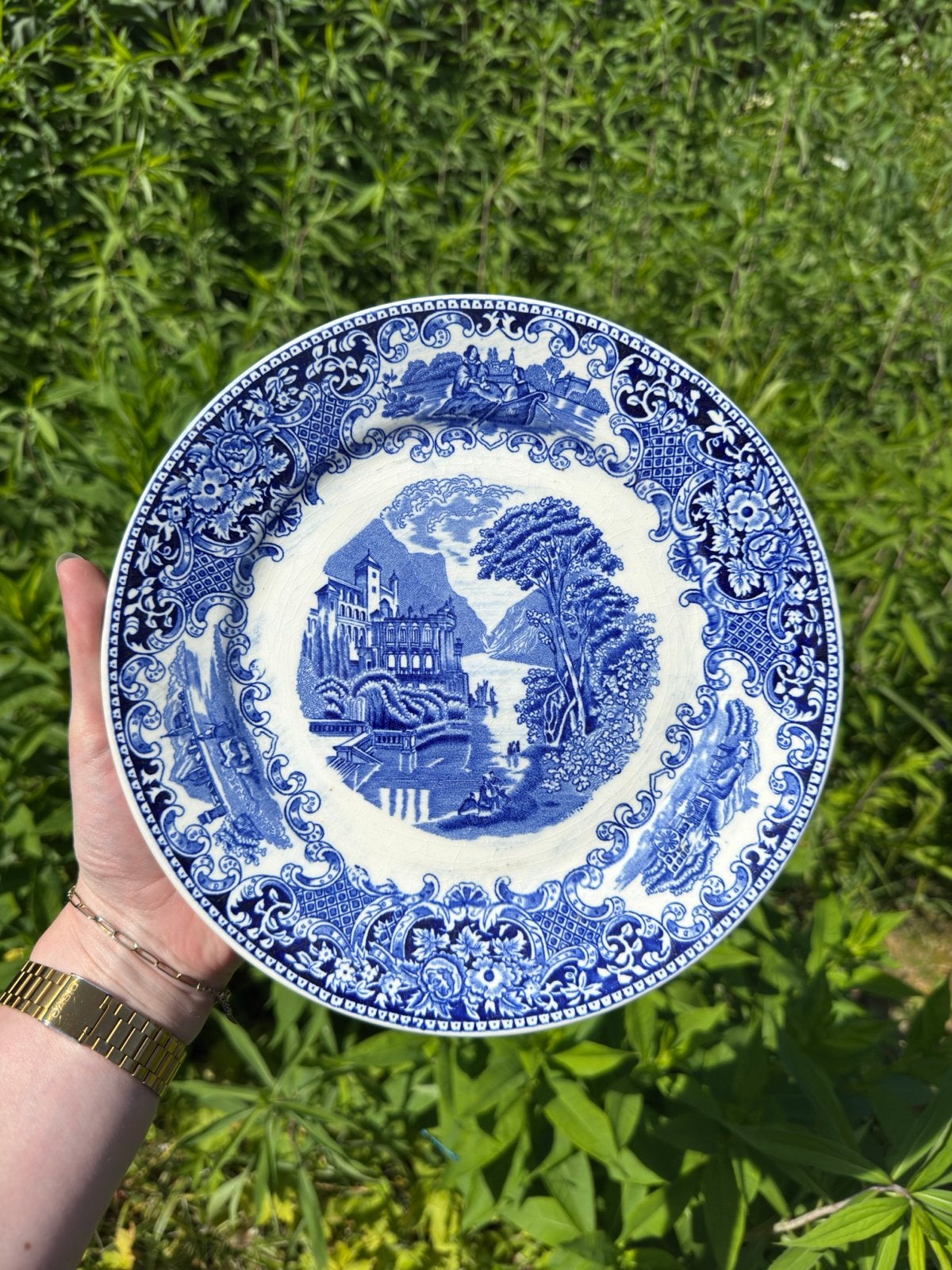 4x Vintage Petrus Regout & Co Borden - Blauw Wit - 23 cm, Antiek en Kunst, Ophalen