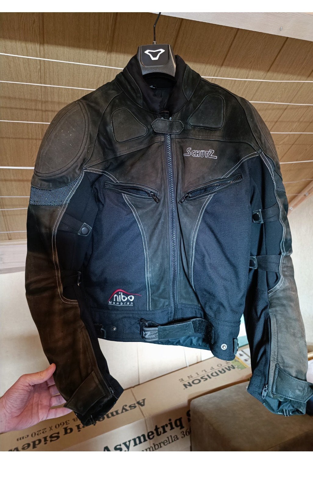 Suède met stof dames motor jas, Ophalen, Tweedehands, Dames, Jas | textiel