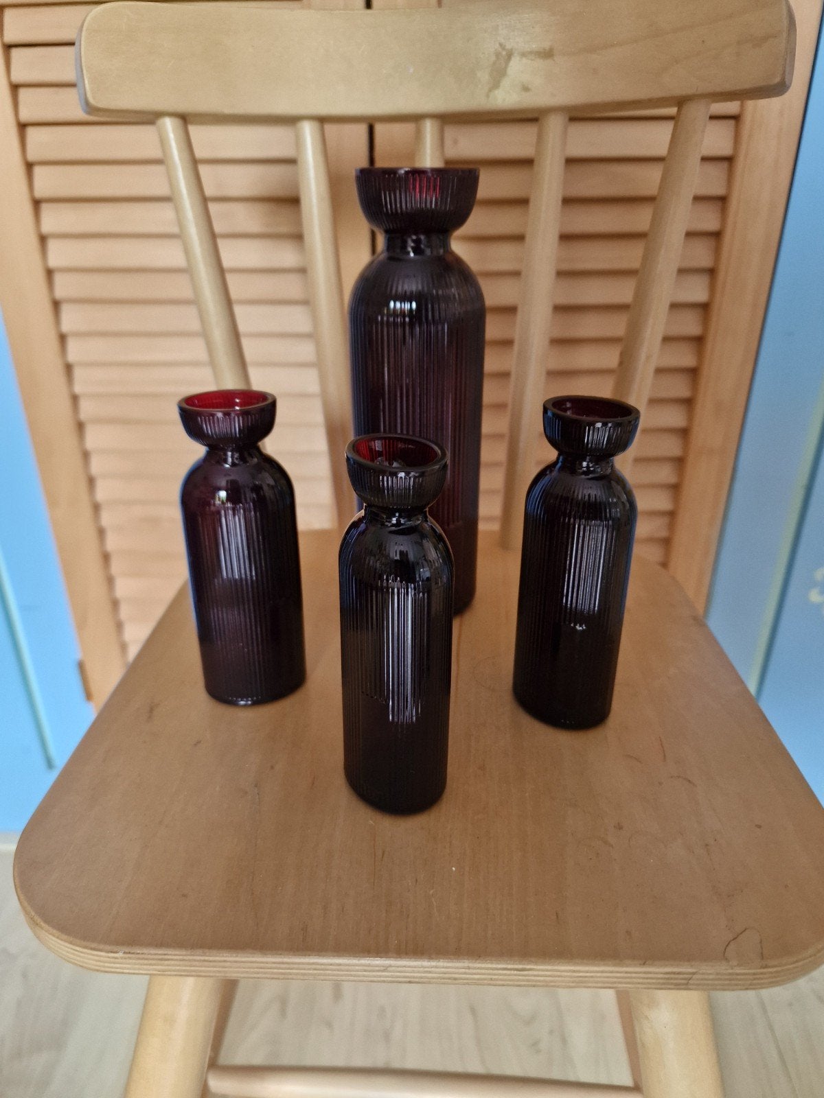 4 Mooie donkerrode vaasjes, Ophalen of Verzenden