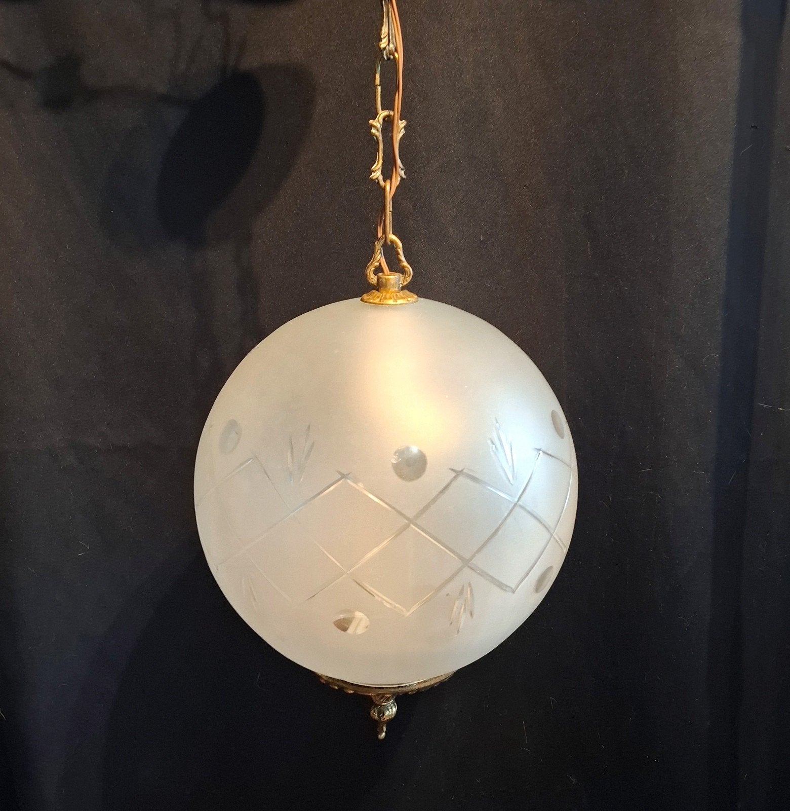 Vintage Italiaanse Art Nouveau Plafondlamp, Ophalen of Verzenden, Zo goed als nieuw, Glas, E27 (groot)