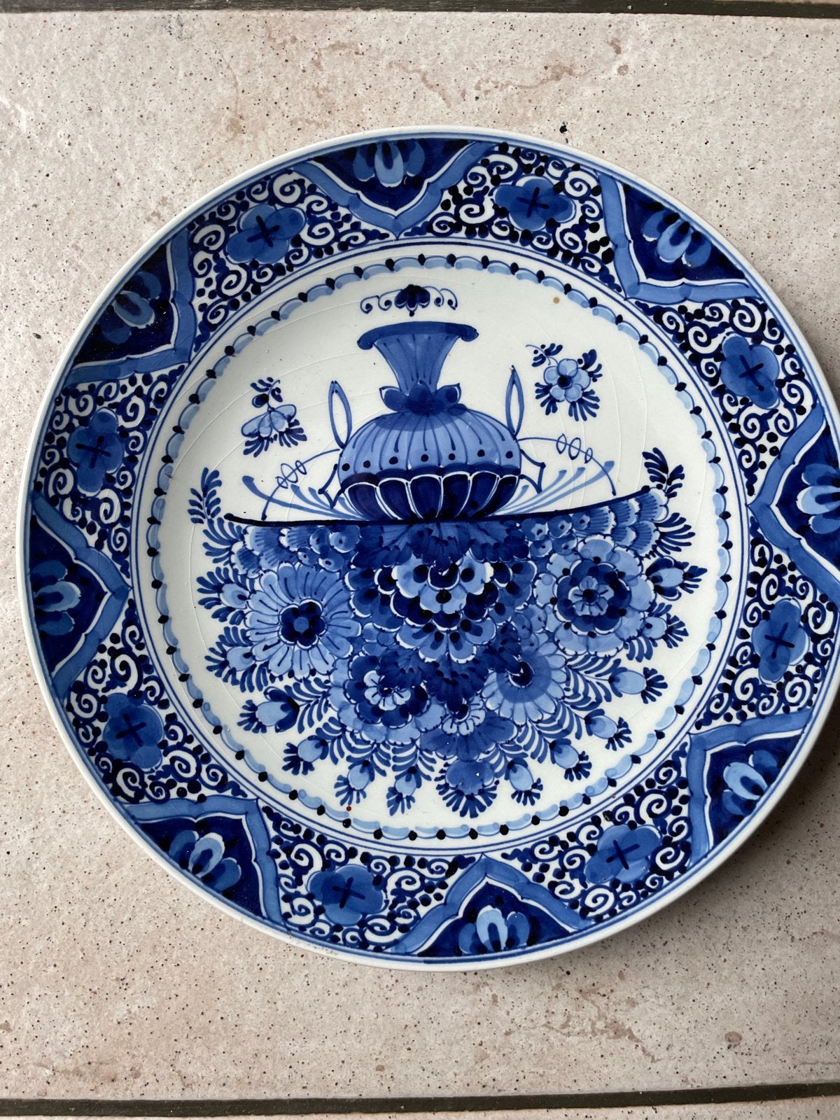 Antiek Delfts Blauw Wandbord - Handgeschilderd, Antiek en Kunst, Ophalen of Verzenden