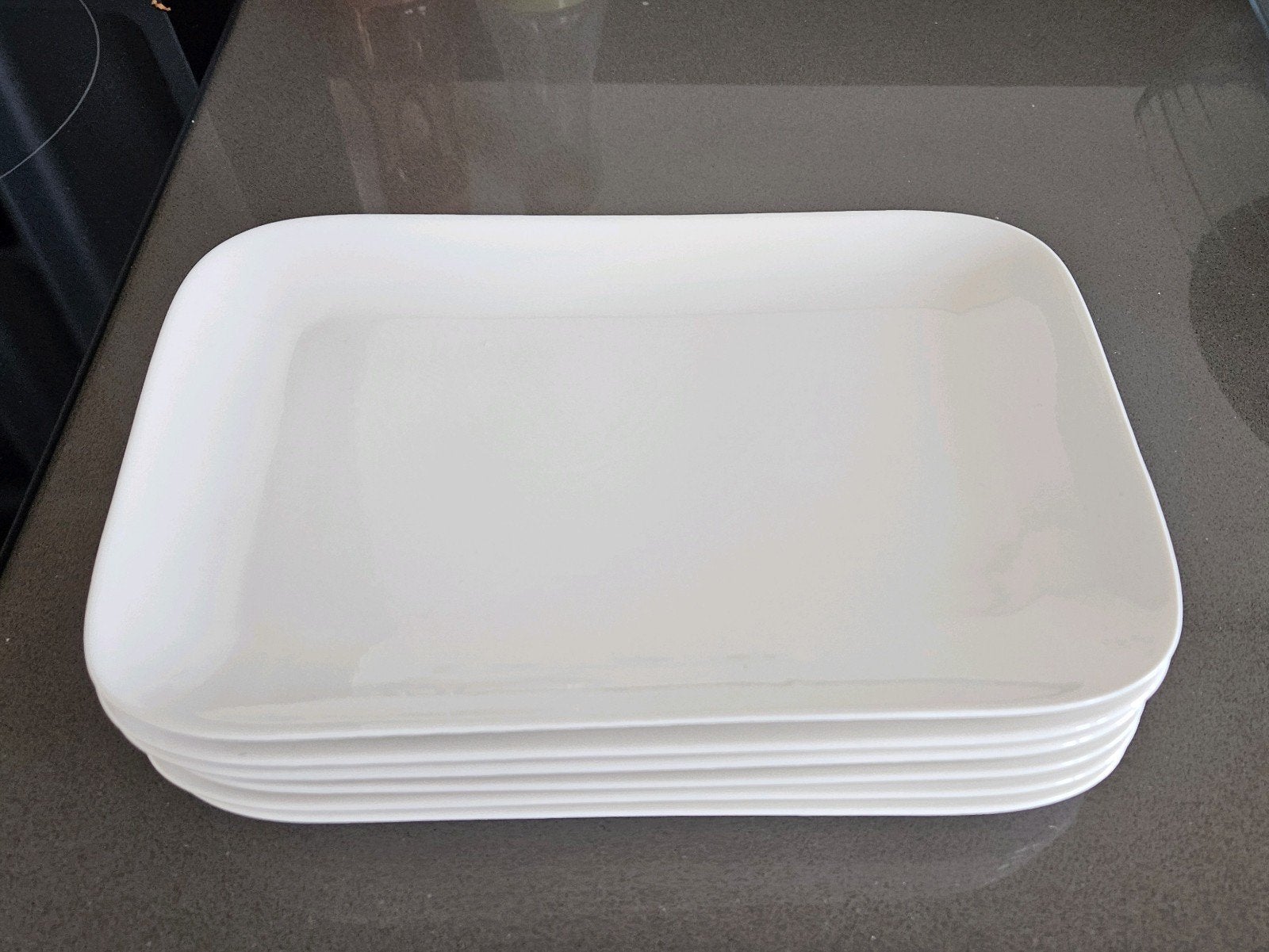 Witte rechthoekige borden - set van 6, Huis en Inrichting, Keuken | Servies, Ophalen, Zo goed als nieuw, Bord(en), Overige stijlen