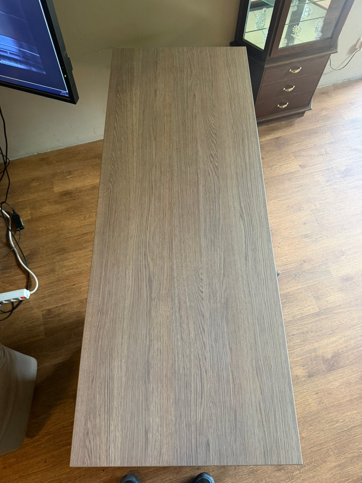 Robuust & Zwaar Bureau + Kastruimte. Modern Grijs Eiken Look, Huis en Inrichting, Ophalen, 160 cm, Zo goed als nieuw, 60 cm