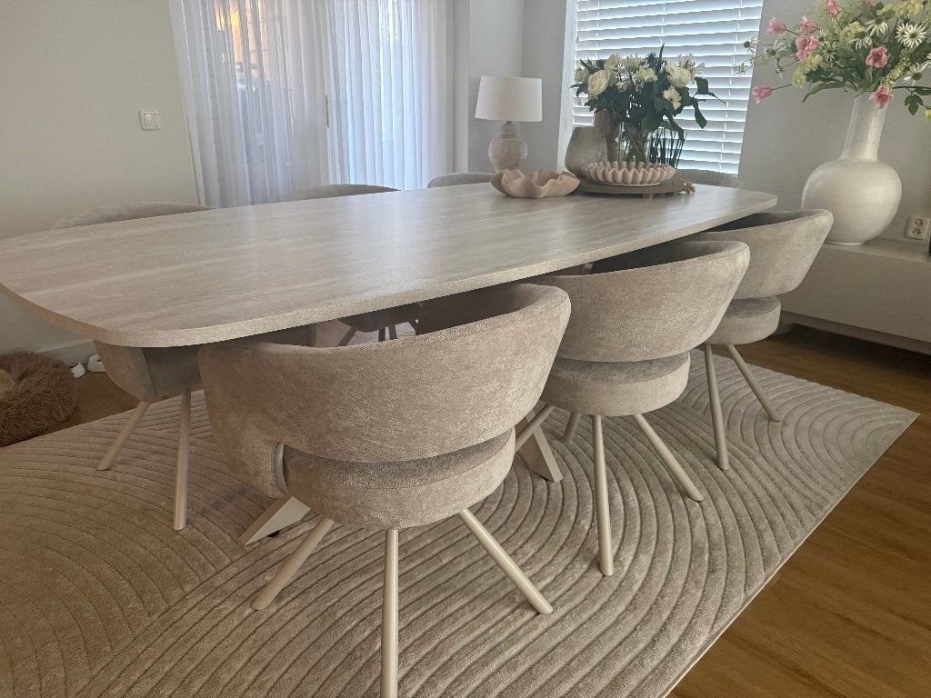 Nieuwe eettafel Deens ovaal met 6 nieuwe eetkamer stoelen, Ophalen, Nieuw, 4 tot 6 stoelen