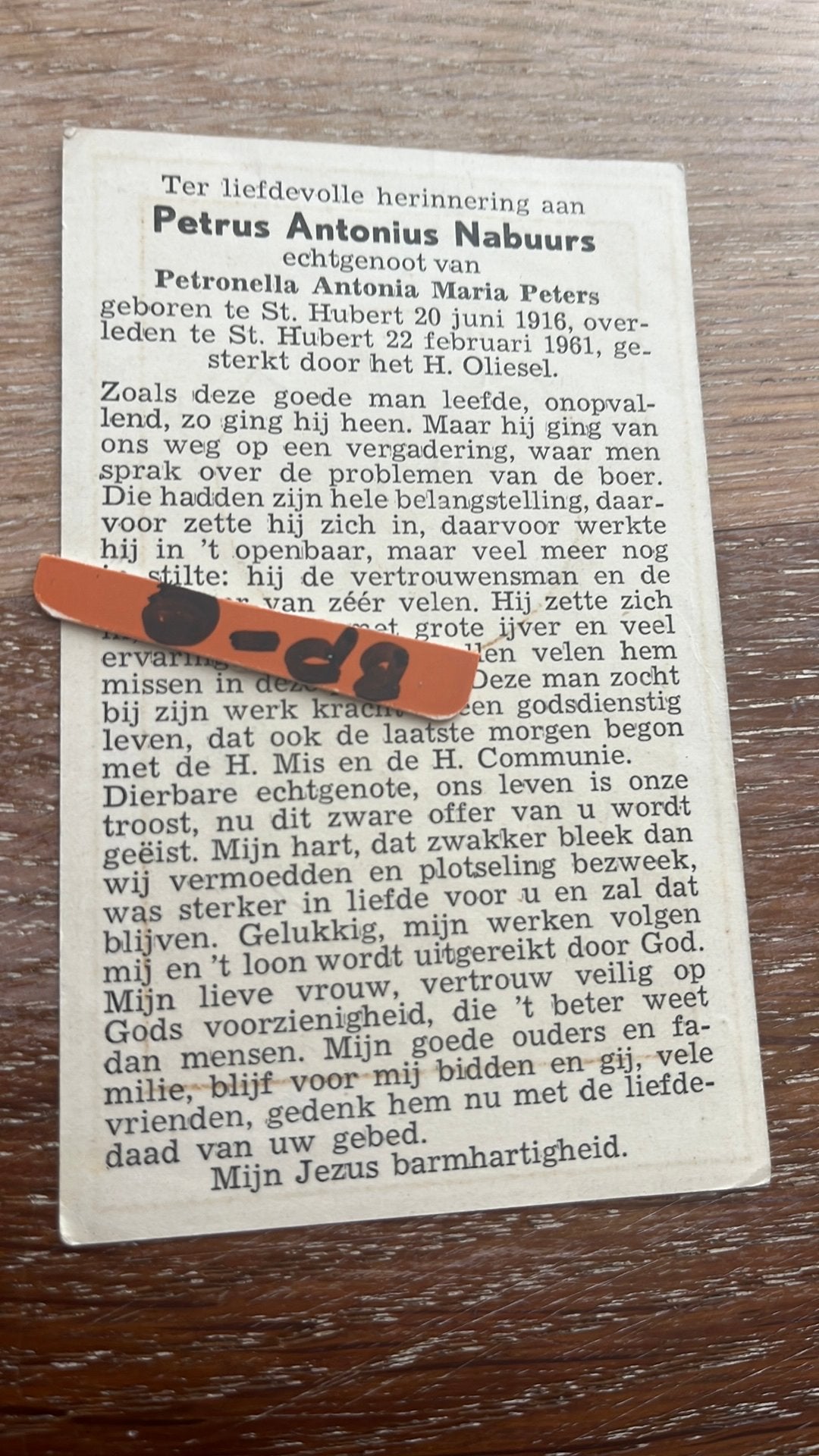 Nabuurs Petrus 1916 St Hubert 1961 x Peters - E00369 -, Ophalen of Verzenden