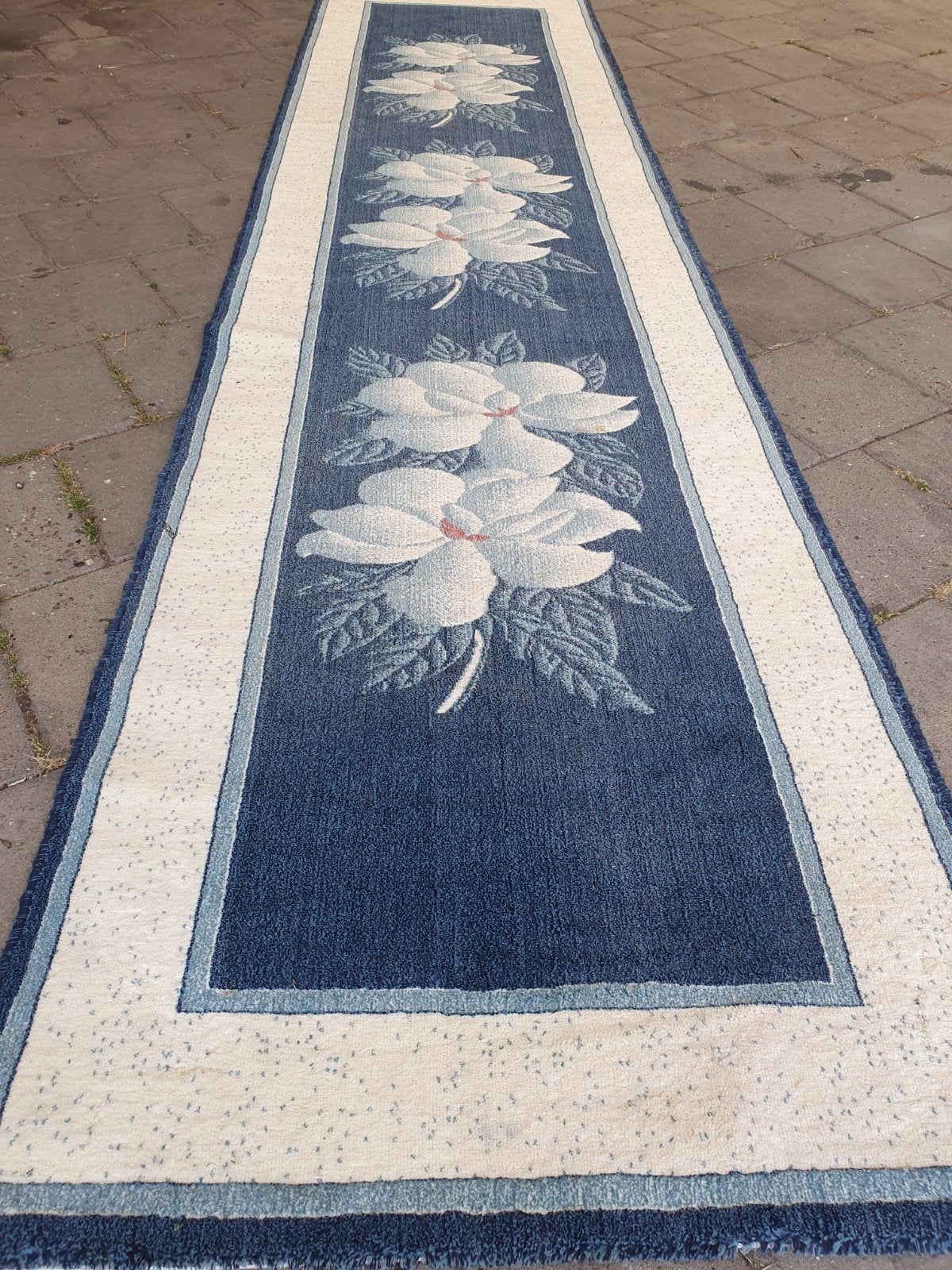 Vintage loper 400x79 cm., Vintage, 200 cm of meer, Zo goed als nieuw, Crème