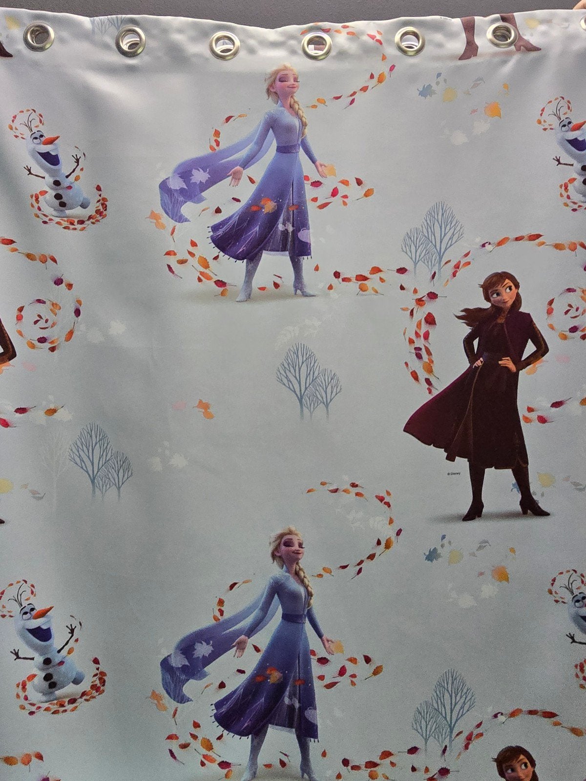 Frozen Gordijnen - 80% Verduisterend (2x 110x225, Ophalen, Gebruikt, Blauw, Met ringen