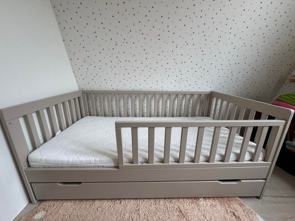 Petit Amelie Plume Bed peuterbed - Oatmeal (incl. matras), Gebruikt, 70 tot 85 cm, 140 tot 160 cm, Ophalen