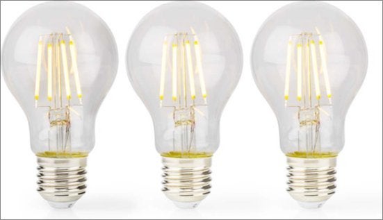 Nedis LED-Filamentlamp E27 A60 3.8W 3 Stuks, Led-lamp, Nedis B.V., Info@nedis.com, Zo goed als nieuw