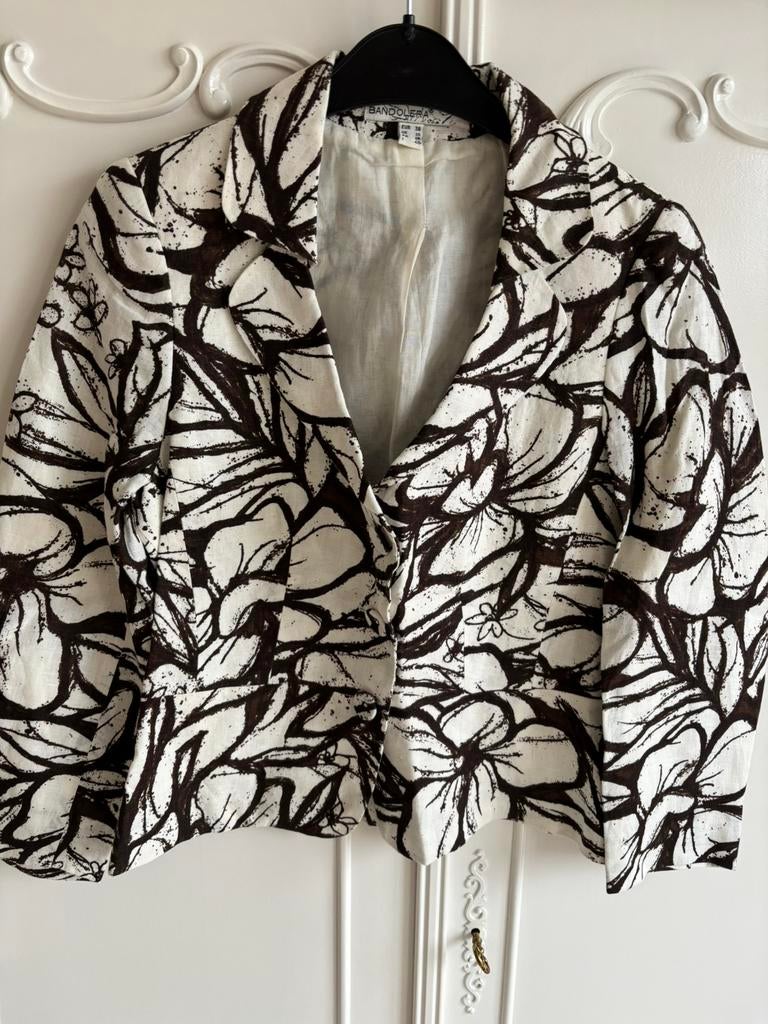 Nieuw wit bruin linnen jasje Bandolera maat 36, Overige kleuren, Nieuw, Ophalen of Verzenden, Jasje