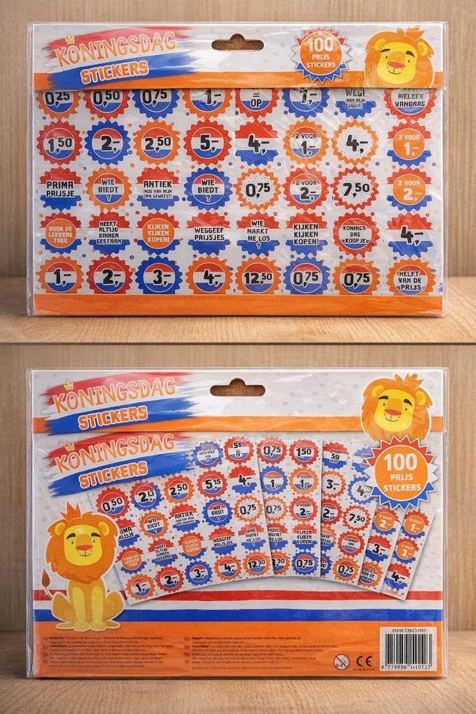 Koningdag vrijmarkt kleedjesmarkt prijs stickers met prijzen, Overige typen, Nieuw, Ophalen of Verzenden, Nvt