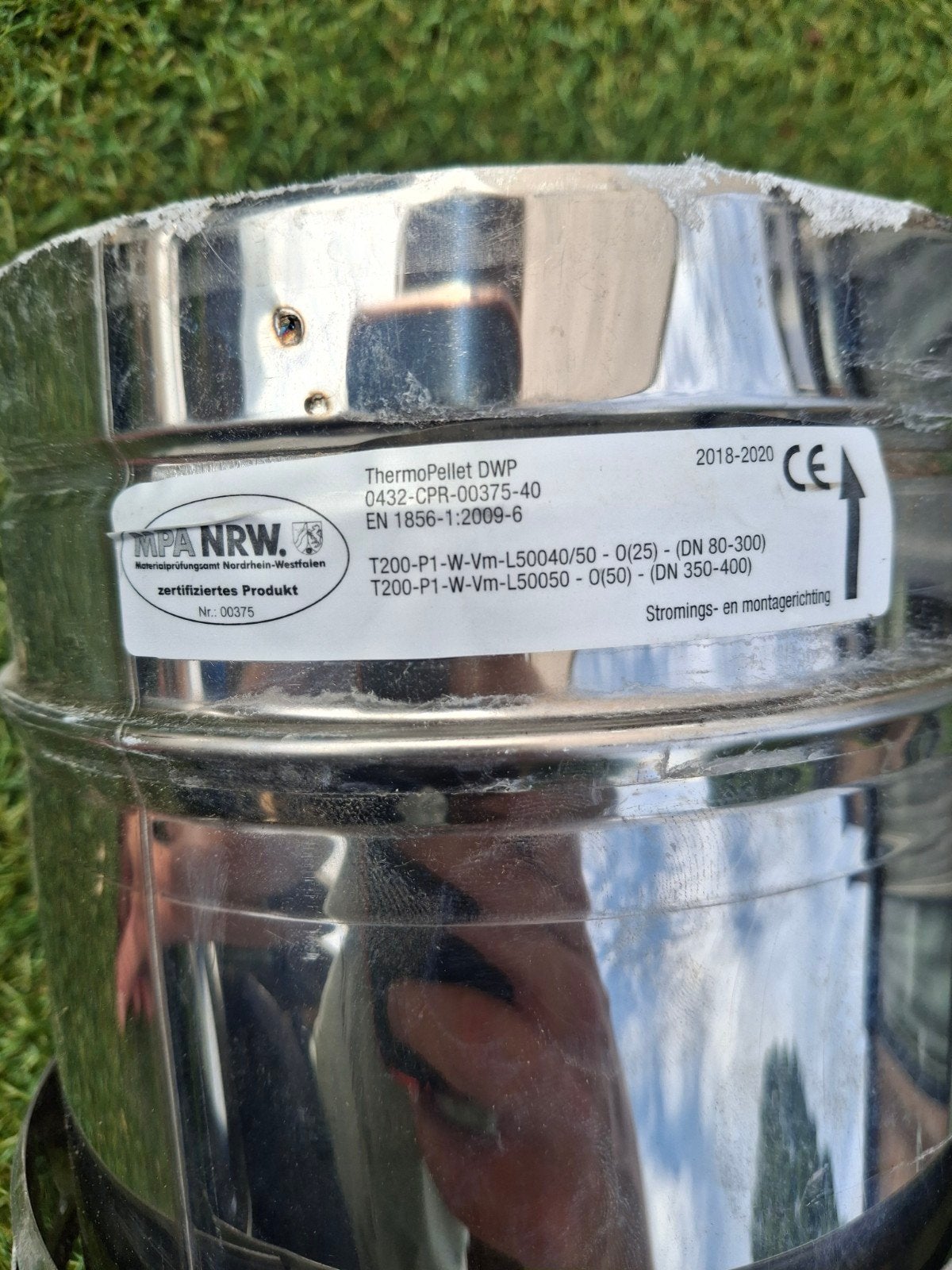 RVS dubbelwandige kachelpijp / rookkanaal, Doe-het-zelf en Verbouw, Gebruikt, Overige typen, Minder dan 60 cm, Ophalen of Verzenden