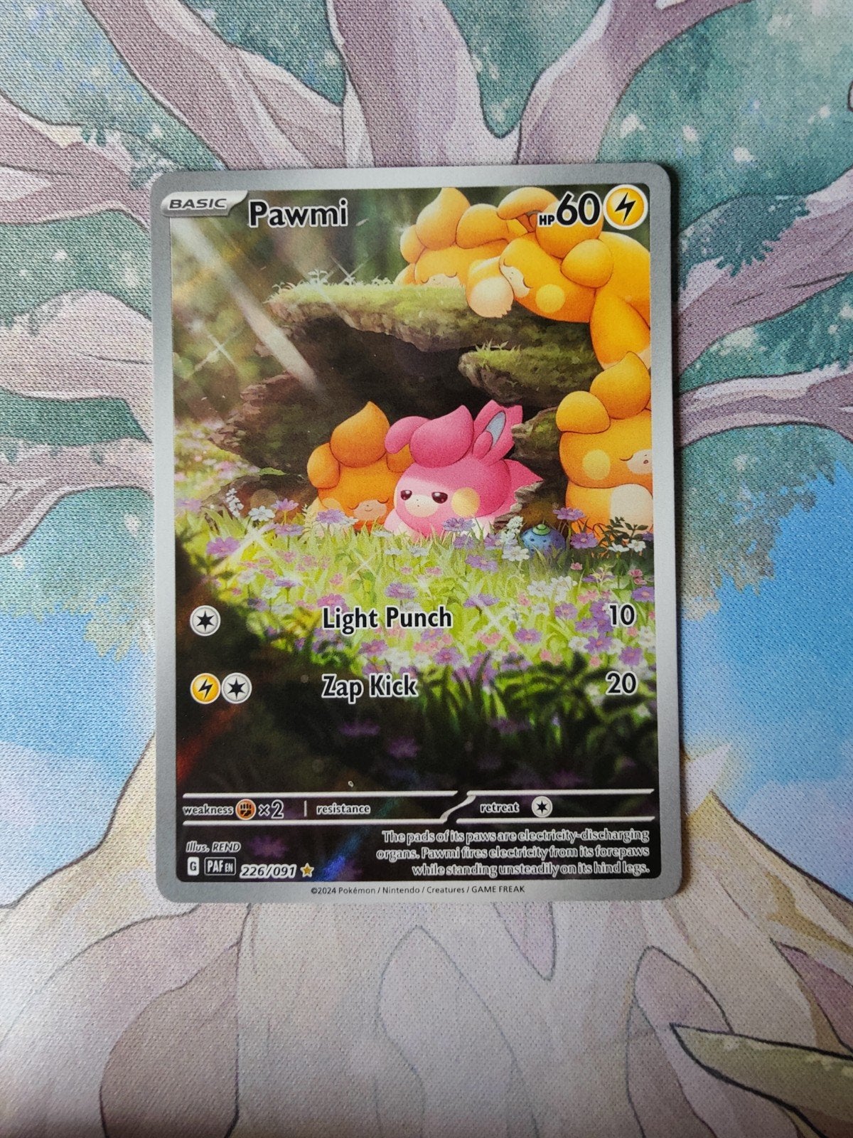 Pokemon paldean fates pawmi illustration 226/091, Ophalen of Verzenden, Nieuw, Losse kaart, Foil