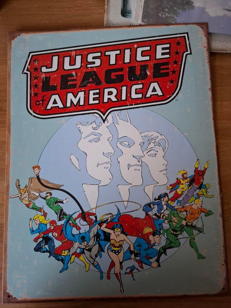 Justice League of America metalen bord, Ophalen of Verzenden