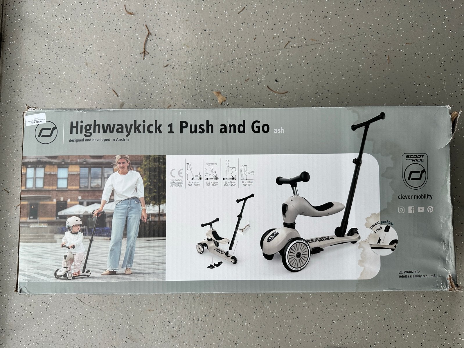 Scoot & Ride Highwaykick 1 Push & Go Ash - Nieuwstaat, Ophalen, Nieuw, Gewone step