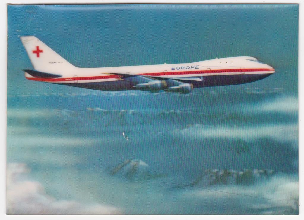 Swissair Boeing 747-257B - 3D Lenticulaire Kaart -, Verzenden, Gebruikt, Kaart, Foto of Prent