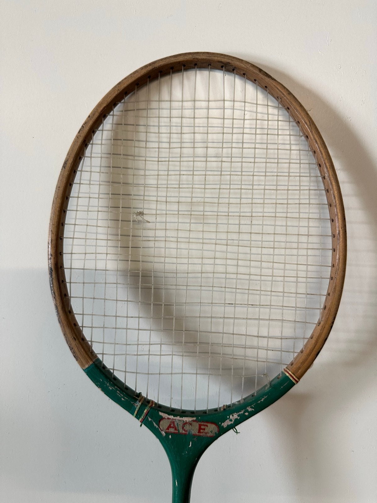 Vintage ACE Badmintonracket - Decoratief Houten Racket, Sport en Fitness, Badminton, Ophalen of Verzenden, Gebruikt, Racket(s)