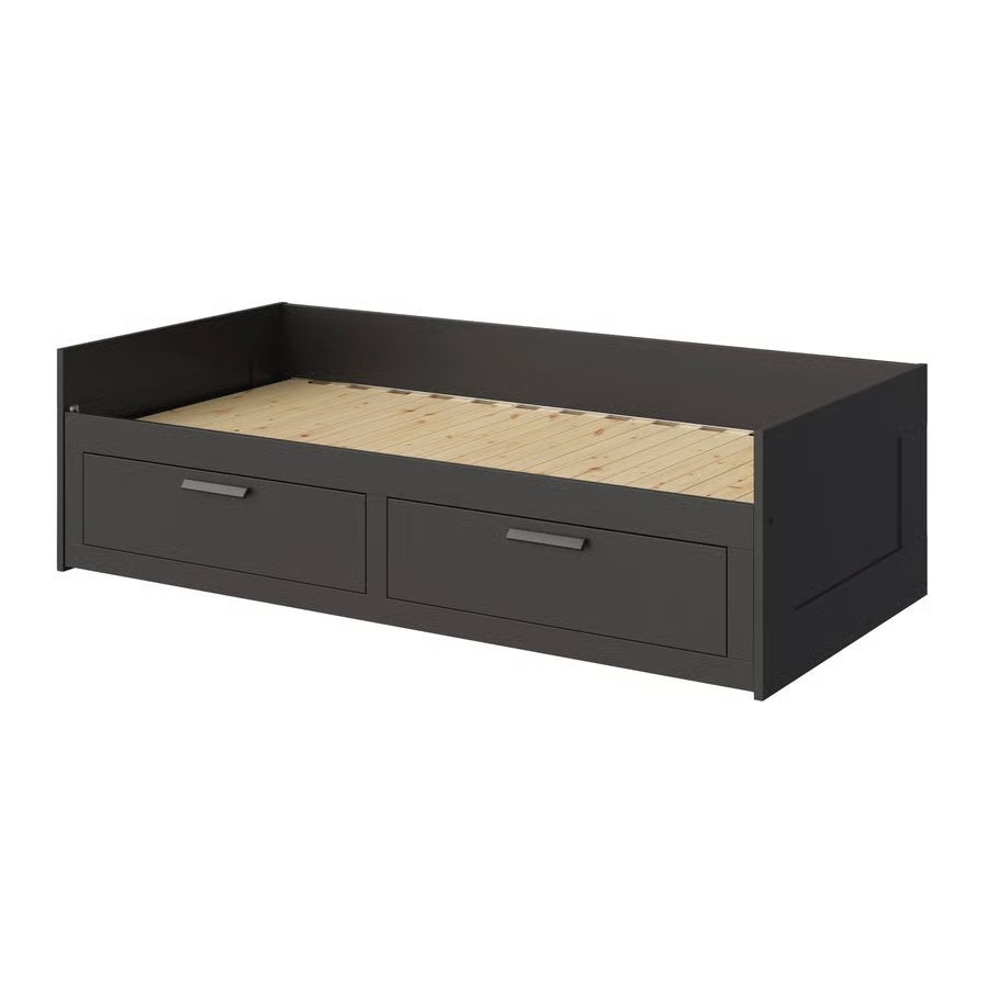 IKEA Brimnes bedbank met 2 lades, 80x200 cm, Ophalen, Eenpersoons, Wit, Zo goed als nieuw
