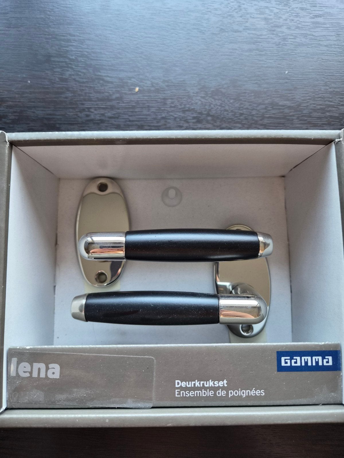 Nieuw Lena Deurkrukset - Chroom & Zwart, Ophalen of Verzenden, Nieuw, Chroom, Klink of Kruk